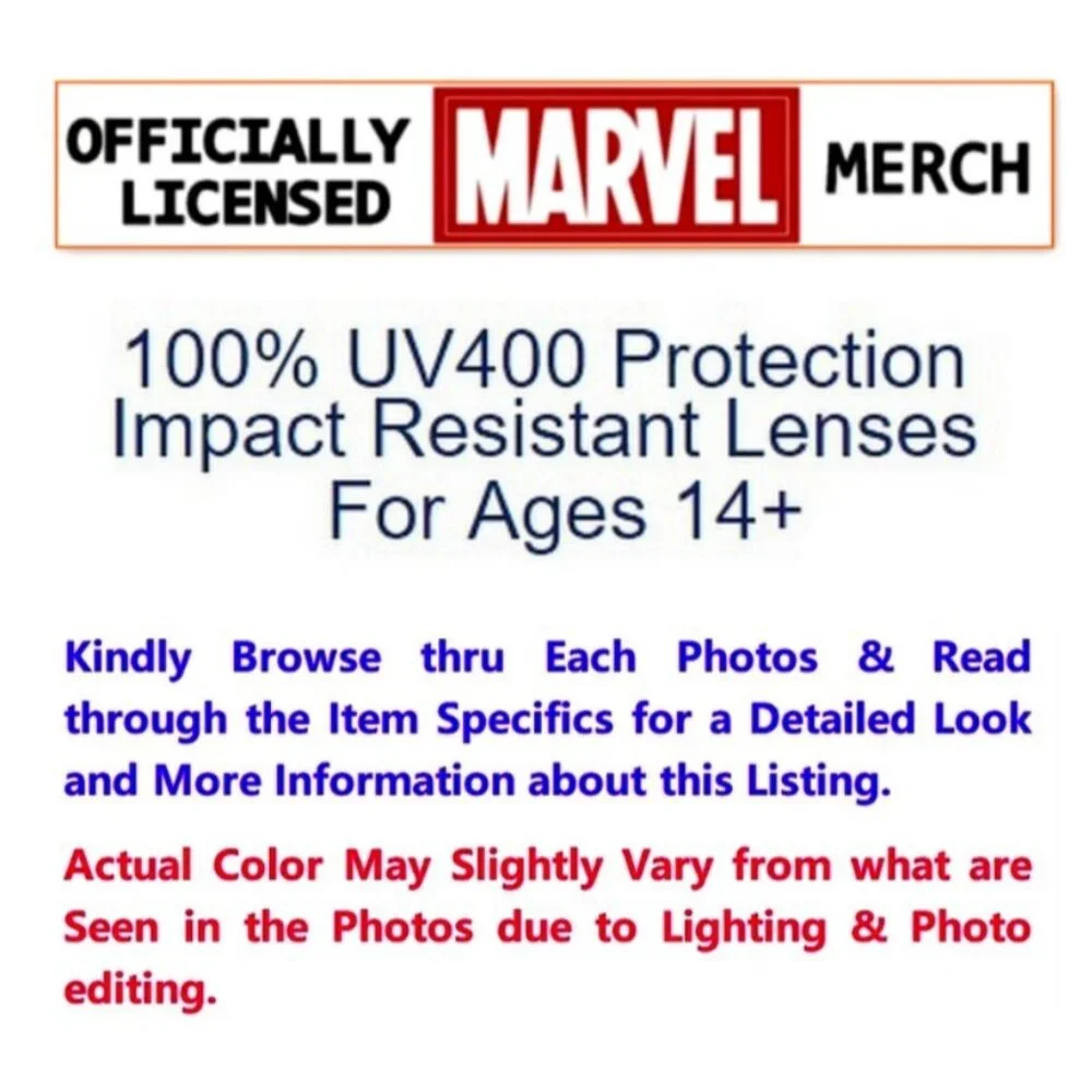 Marvel IRON MAN Shatter Resistant 100% UV Protection Avenger SHADES (14+) NWT